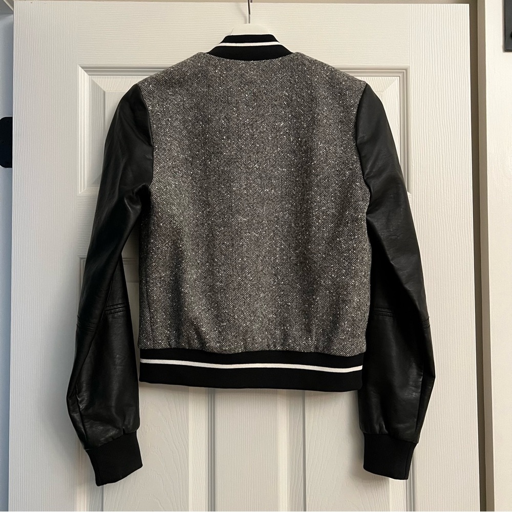 Abercrombie & Fitch grey and black varsity bomber button up jacket - Picture 4 of 4